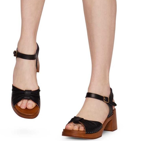 Swedish Hasbeens NWT Black Bow Clog Sandal Sexy Vintage retro inspired Love 🌈❤️ - Picture 9 of 14